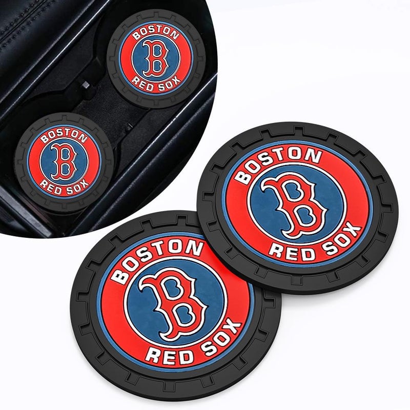 EMIJOY Red Sox Car Cup Holder Coasters for Baseball Fans,Boston Red Sox Car Coasters for Vehicle Drink Holder,Baseball Stuffs Cup Holder Insert,Souvenir/Gifts for Fans,2.75'' - Image 1
